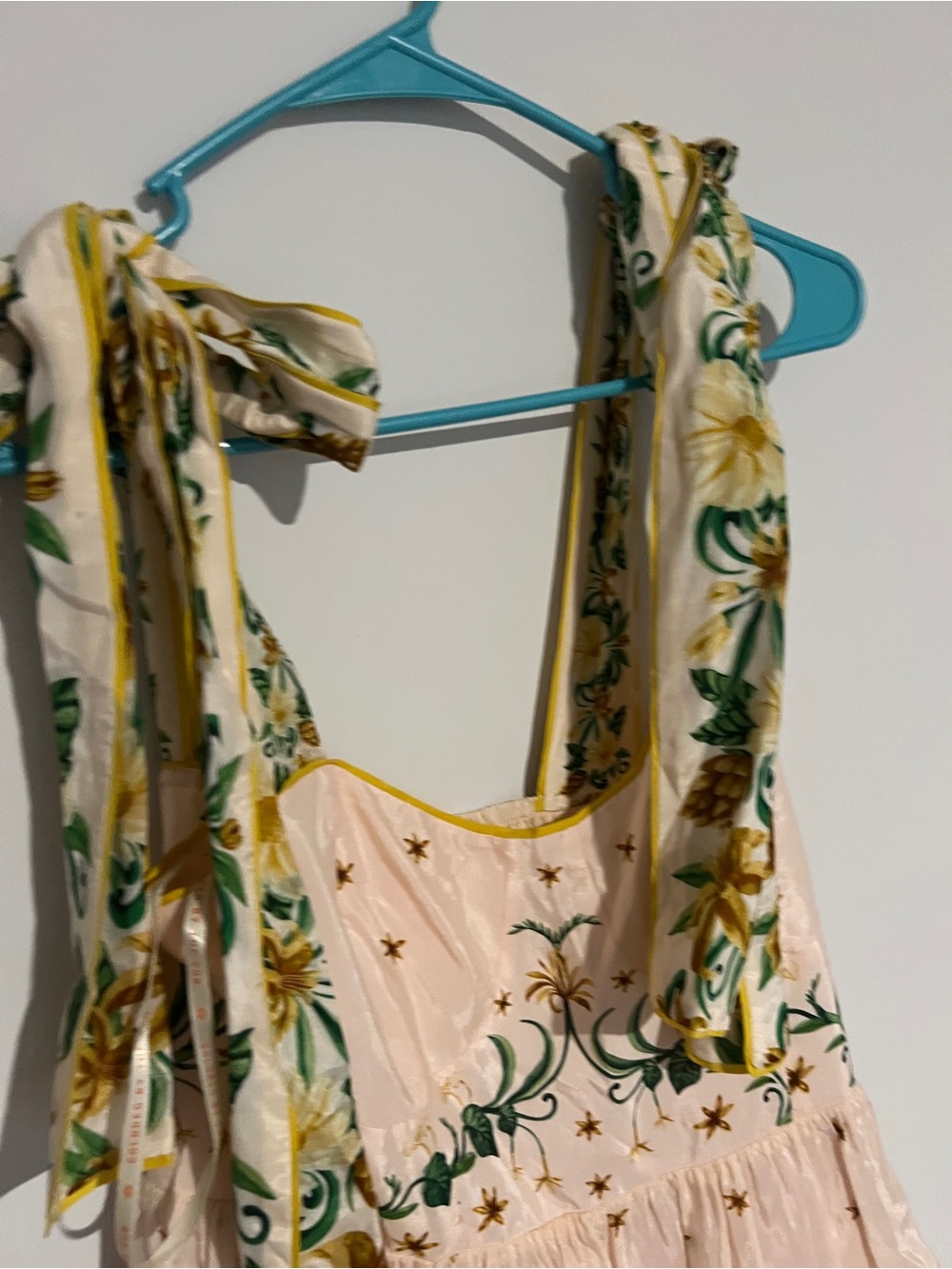 Farm Rio Pink Botanical Beauty Shoulder Bow Midi Dress M - Picture 11 of 16